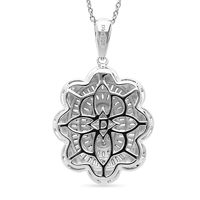 D'Joy Diamond 1.00 ctw Bloom Pendant Necklace in Rhodium Over Sterling Silver (20 Inches)