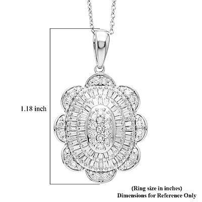 D'Joy Diamond 1.00 ctw Bloom Pendant Necklace in Rhodium Over Sterling Silver (20 Inches)