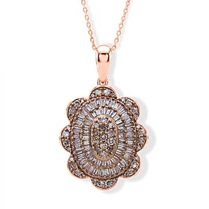 D'Joy Natural Champagne Diamond 1.00 ctw Pendant Necklace (20 Inches) in 18K Vermeil Rose Gold Over Sterling Silver
