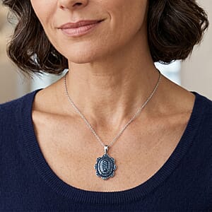 D'Joy Blue Diamond 1.00 ctw Pendant Necklace in Rhodium Over Sterling Silver (20 Inches)