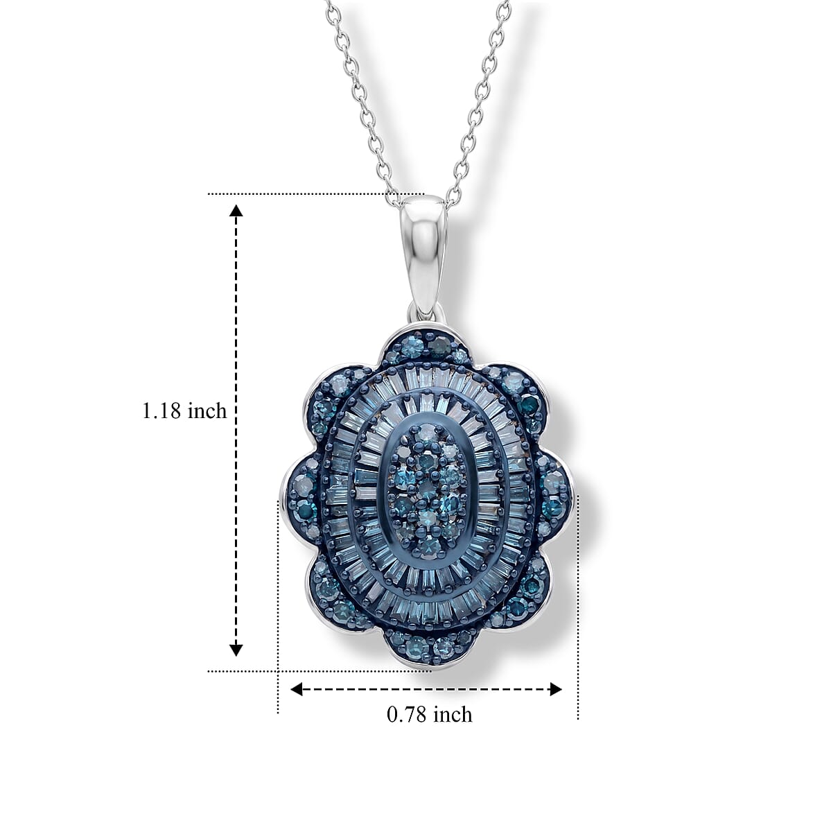D'Joy Blue Diamond 1.00 ctw Pendant Necklace in Rhodium Over Sterling Silver (20 Inches) image number 5