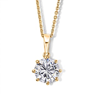 D'Joy 120 Facets Moissanite (Rnd 8mm) Pendant Necklace (20 Inches) in 18K Vermeil YG Over Sterling Silver 1.75 ctw