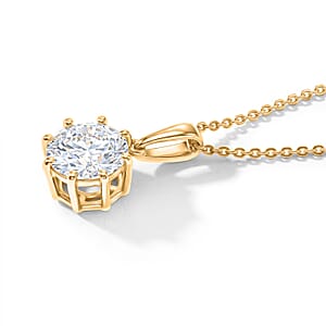 D'Joy 120 Facets Moissanite (Rnd 8mm) Pendant Necklace (20 Inches) in 18K Vermeil YG Over Sterling Silver 1.75 ctw