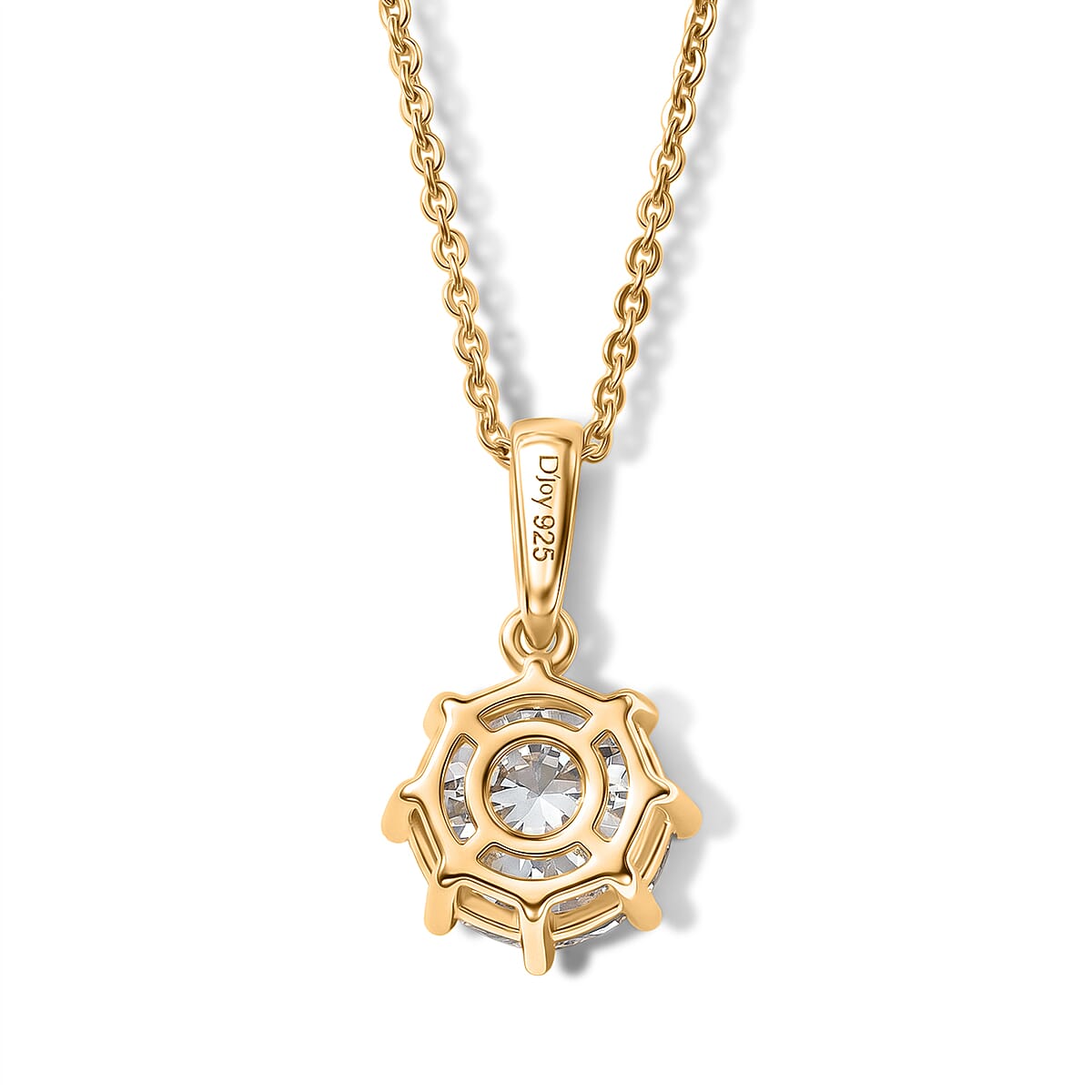 D'Joy 120 Facets Moissanite (Rnd 8mm) Pendant Necklace (20 Inches) in 18K Vermeil YG Over Sterling Silver 1.75 ctw image number 4