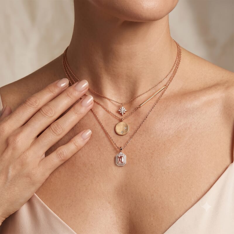 Certified and Appraised D'Joy Premium Pink Morganite and Moissanite 1.50 ctw Pendant Necklace in 18K Vermeil Rose Gold Over Sterling Silver 20 Inches