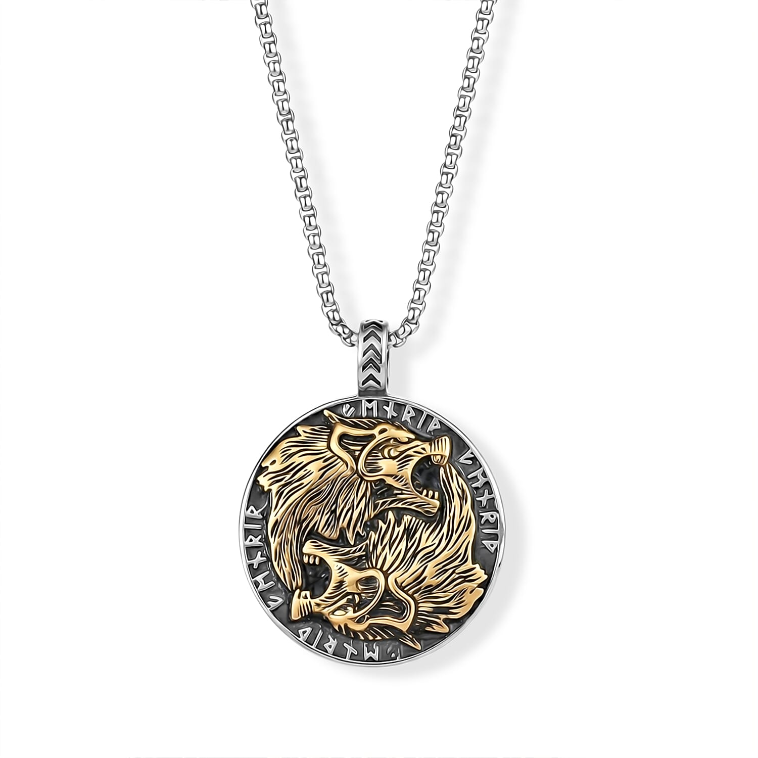 Dragon Pendant Necklace (24 Inches) in ION Plated YG Stainless Steel