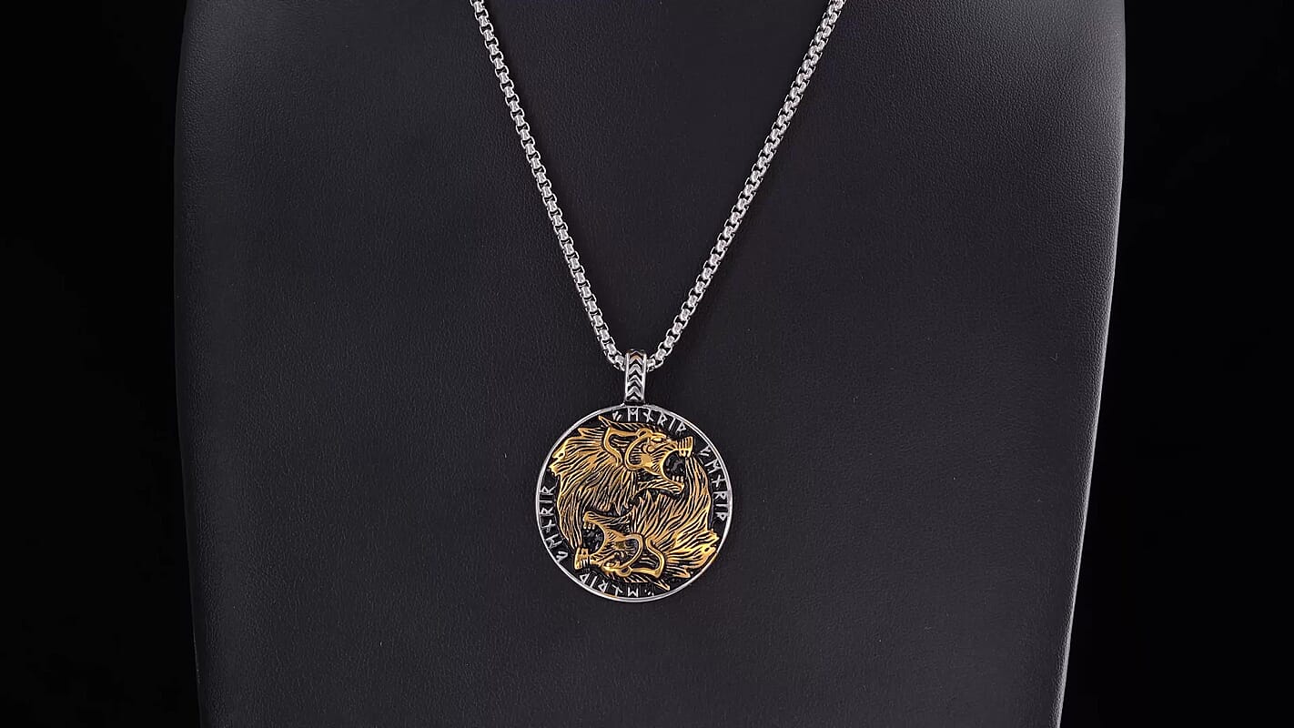 Dragon Pendant Necklace (24 Inches) in ION Plated YG Stainless Steel