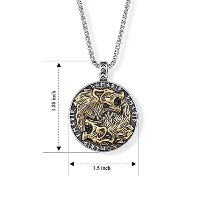 Dragon Pendant Necklace (24 Inches) in ION Plated YG Stainless Steel