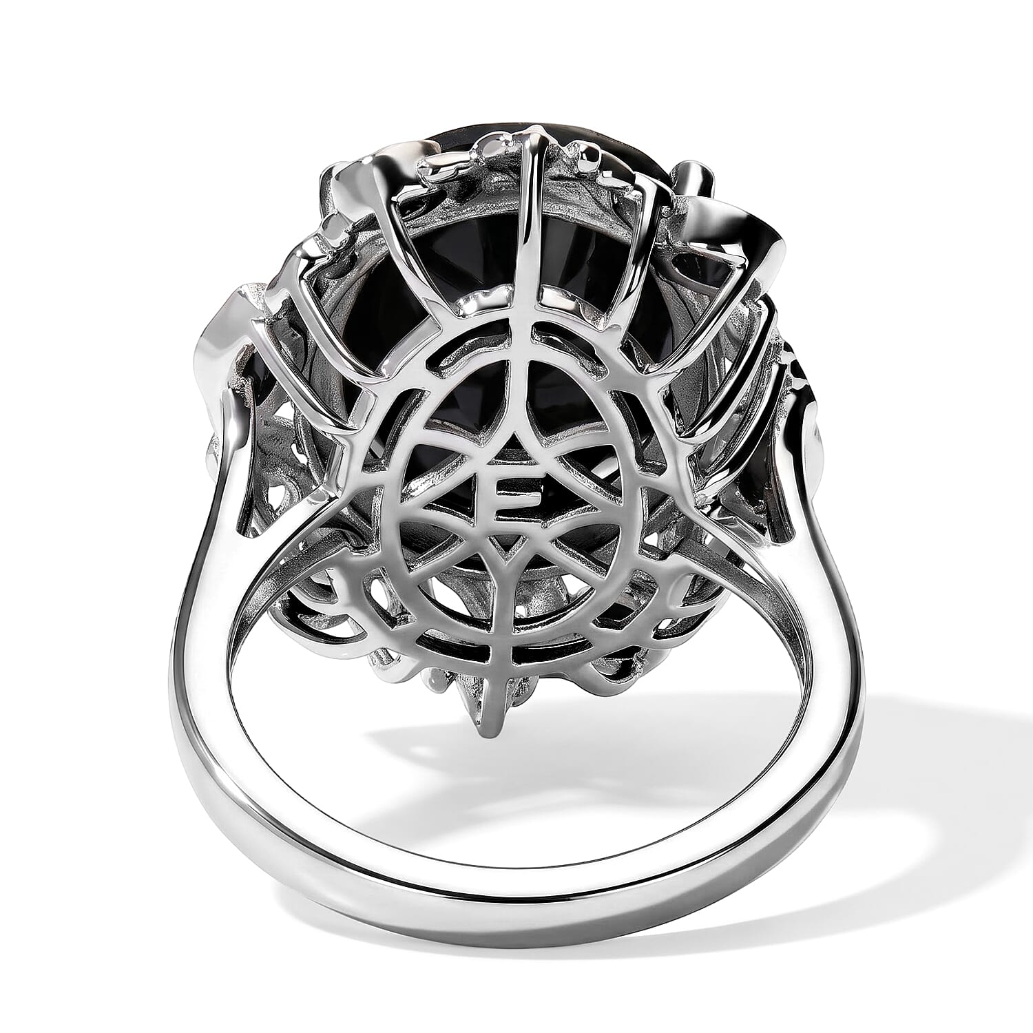 EverTrue Thai Black Spinel 22.50 ctw Set of 2 Ring (Size 5.0), Pendant in 18K YG Plated and Platinum Bond with Stainless Steel Necklace 20 Inches