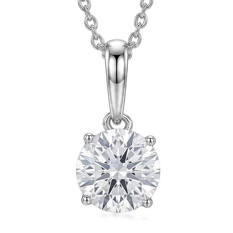 Luxuriant Lab Grown Diamond G-H SI 1.00 ctw Starlit Drop Pendant in 10K White Gold with Sterling Silver Necklace 18-20 Inches