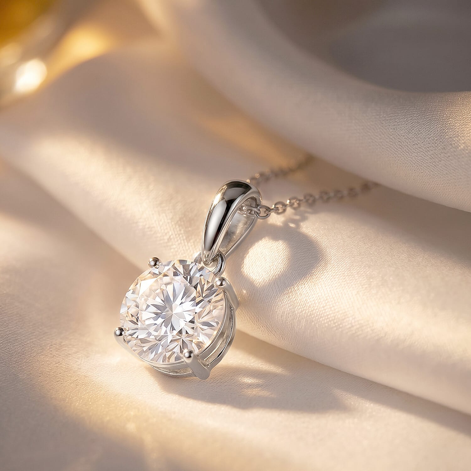 Luxuriant Lab Grown Diamond G-H SI 1.00 ctw Starlit Drop Pendant in 10K White Gold with Sterling Silver Necklace 18-20 Inches