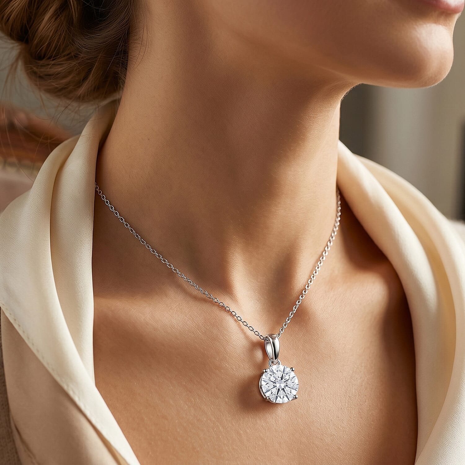Luxuriant Lab Grown Diamond G-H SI 1.00 ctw Starlit Drop Pendant in 10K White Gold with Sterling Silver Necklace 18-20 Inches