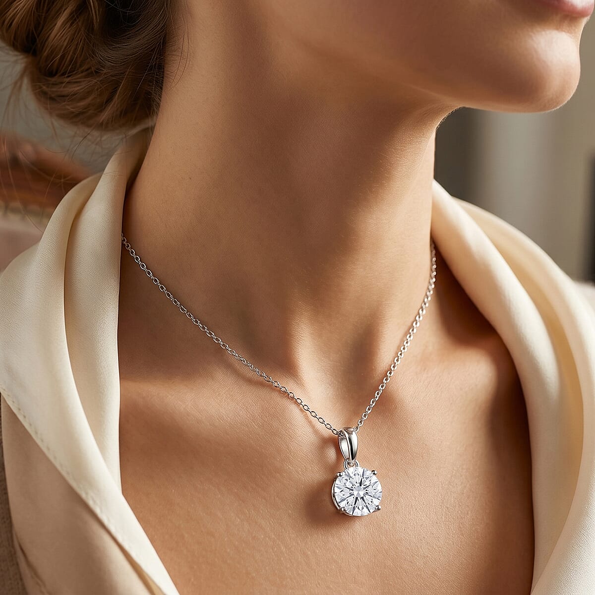 Luxuriant Lab Grown Diamond G-H SI 1.00 ctw Starlit Drop Pendant in 10K White Gold with Sterling Silver Necklace 18-20 Inches image number 2