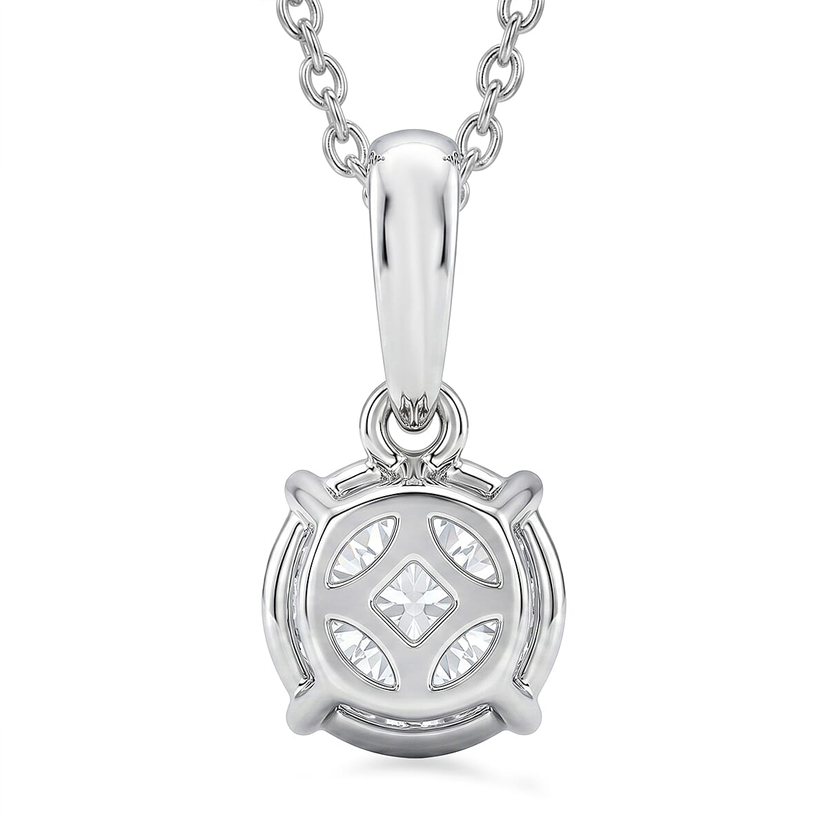 Luxuriant Lab Grown Diamond G-H SI 1.00 ctw Starlit Drop Pendant in 10K White Gold with Sterling Silver Necklace 18-20 Inches image number 4