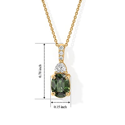 AAA Milanoa Green Sapphire and Luxuriant Lab Grown Diamond E-F VS 2.85 ctw Majestic Spotlight Pendant Necklace in 10K Yellow Gold (18 Inches)