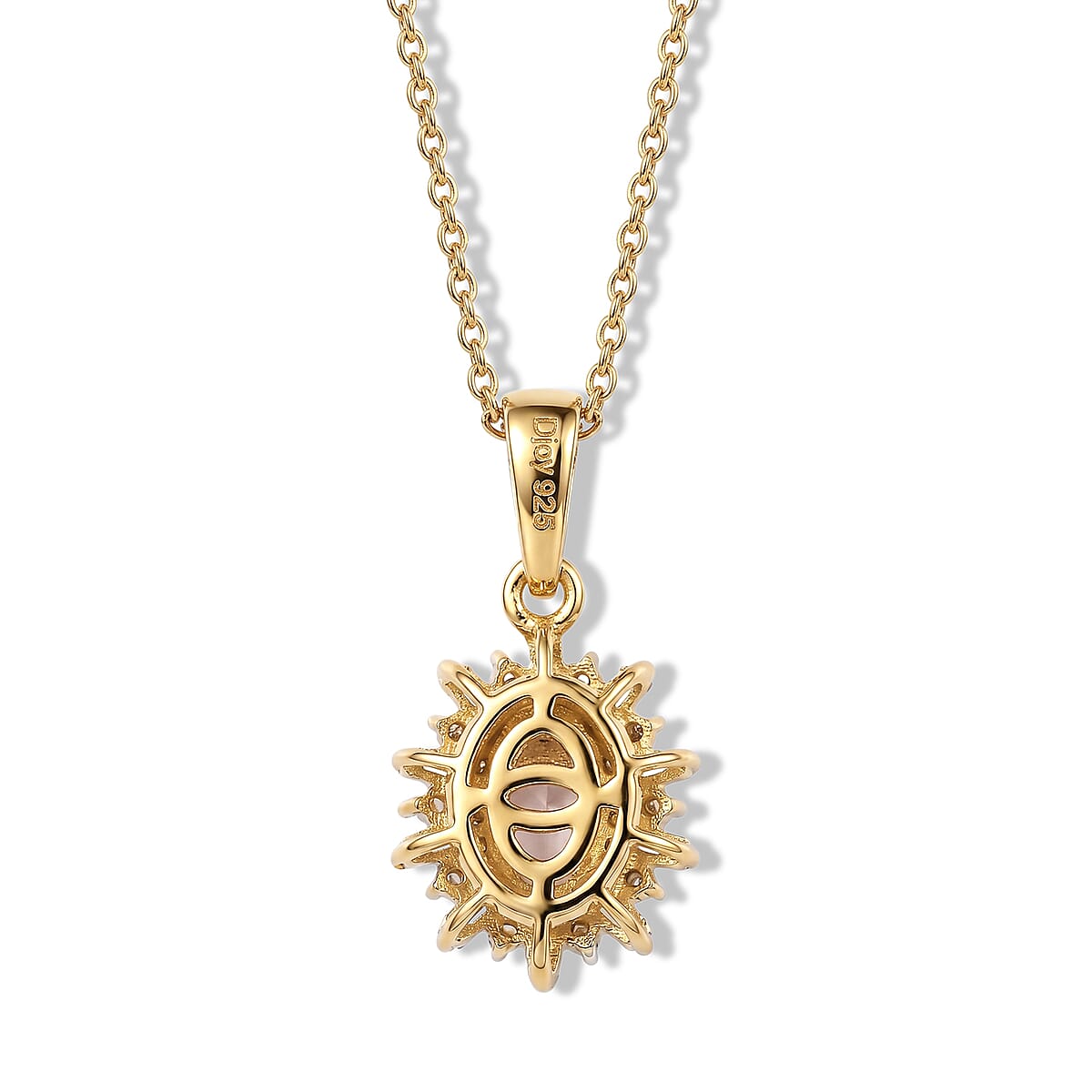 D'Joy Premium Pink Morganite and Moissanite 0.70 ctw Pendant Necklace in 18K Vermeil Yellow Gold Over Sterling Silver (20 Inches) image number 4