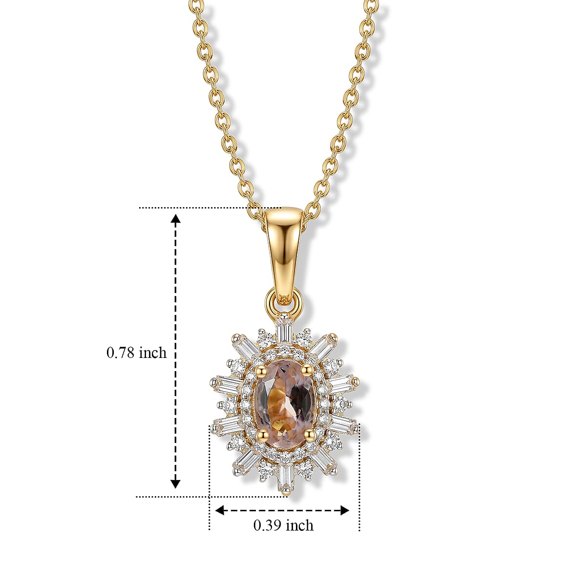 D'Joy Premium Pink Morganite and Moissanite 0.70 ctw Pendant Necklace in 18K Vermeil Yellow Gold Over Sterling Silver (20 Inches) image number 5