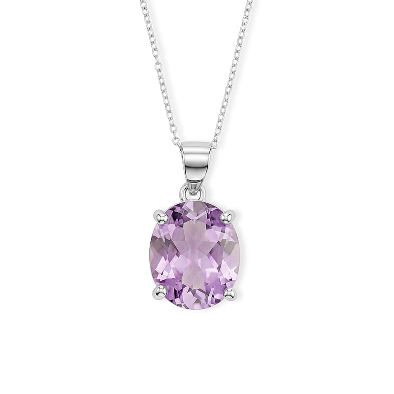 Amethyst 4.50 ctw Pendant Necklace in Rhodium Over Sterling Silver 18 Inches