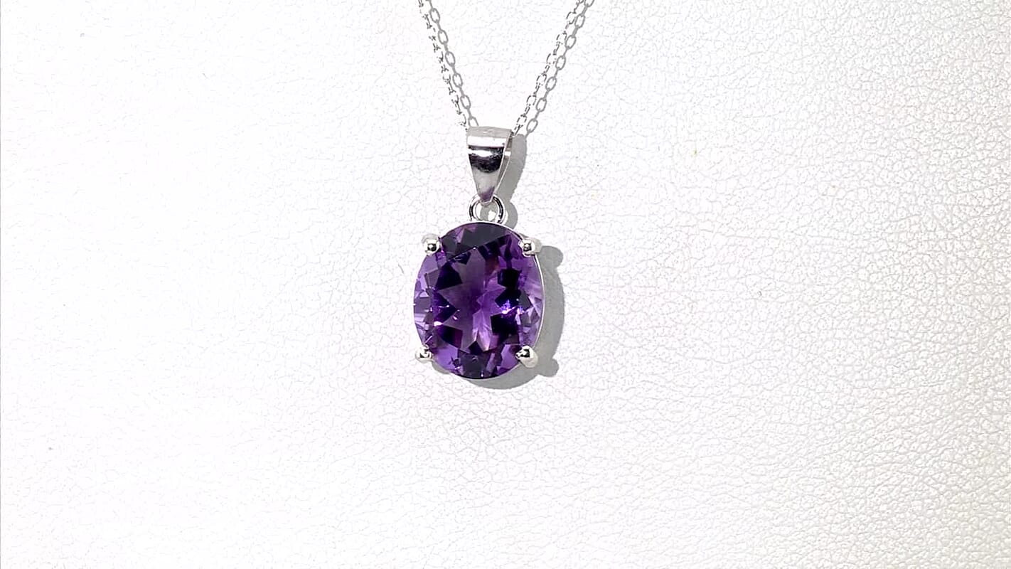 Amethyst 4.50 ctw Pendant Necklace in Rhodium Over Sterling Silver 18 Inches