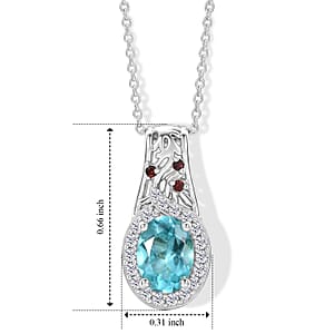 D'Joy Premium Betroka Blue Apatite and Multi Gemstone 1.25 ctw Ocean Flora Pendant Necklace (20 Inches) in Rhodium Over Sterling Silver