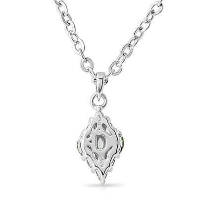 D'Joy Milanoa Green Sapphire 1.00 ctw Pendant Necklace (20 Inches) in Rhodium Over Sterling Silver