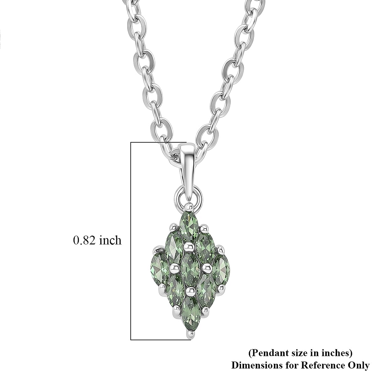 D'Joy Malawi Green Sapphire 1.00 ctw Pendant Necklace (20 Inches) in Rhodium Over Sterling Silver image number 5