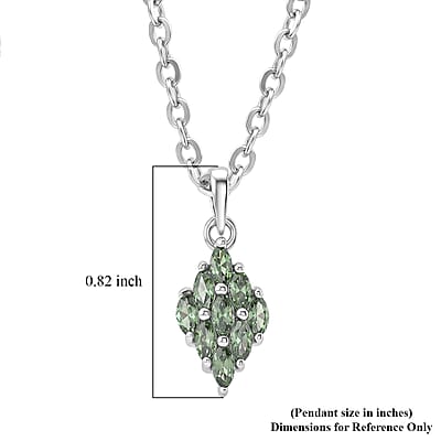 D'Joy Milanoa Green Sapphire 1.00 ctw Pendant Necklace (20 Inches) in Rhodium Over Sterling Silver