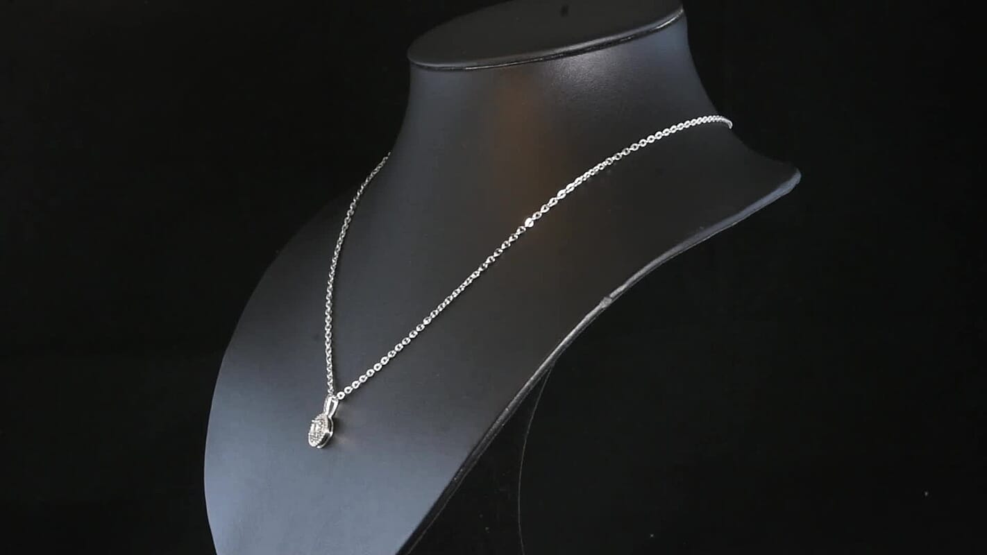 D'Joy Premium Malawi Green Sapphire, White Zircon Royal Circle Halo Pendant Necklace (20 Inches) in Rhodium Over Sterling Silver 1.00 ctw