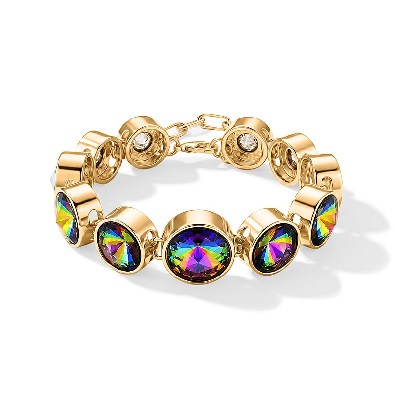 Magic Color Austrian Crystal Set of 2 Bracelet in Goldtone