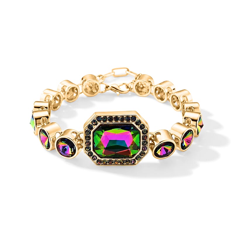 Magic Color Austrian Crystal Set of 2 Bracelet in Goldtone
