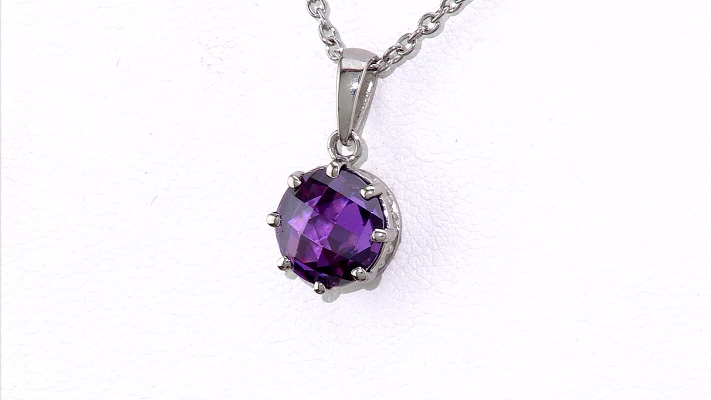 EverTrue Briolette Cut Simulated Diamond Solitaire Pendant Necklace in Stainless Steel (20 Inches)