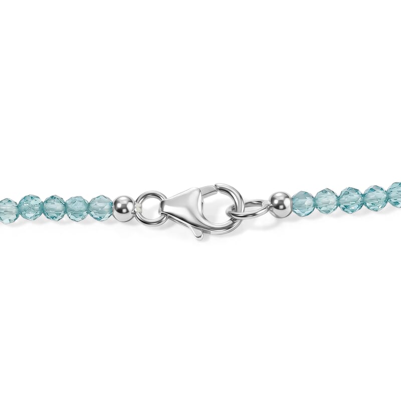 D'Joy London Blue Topaz and Moissanite Ocean Citadel Pendant with Apatite Beaded Necklace 20 Inches in Rhodium Over Sterling Silver 40.60 ctw