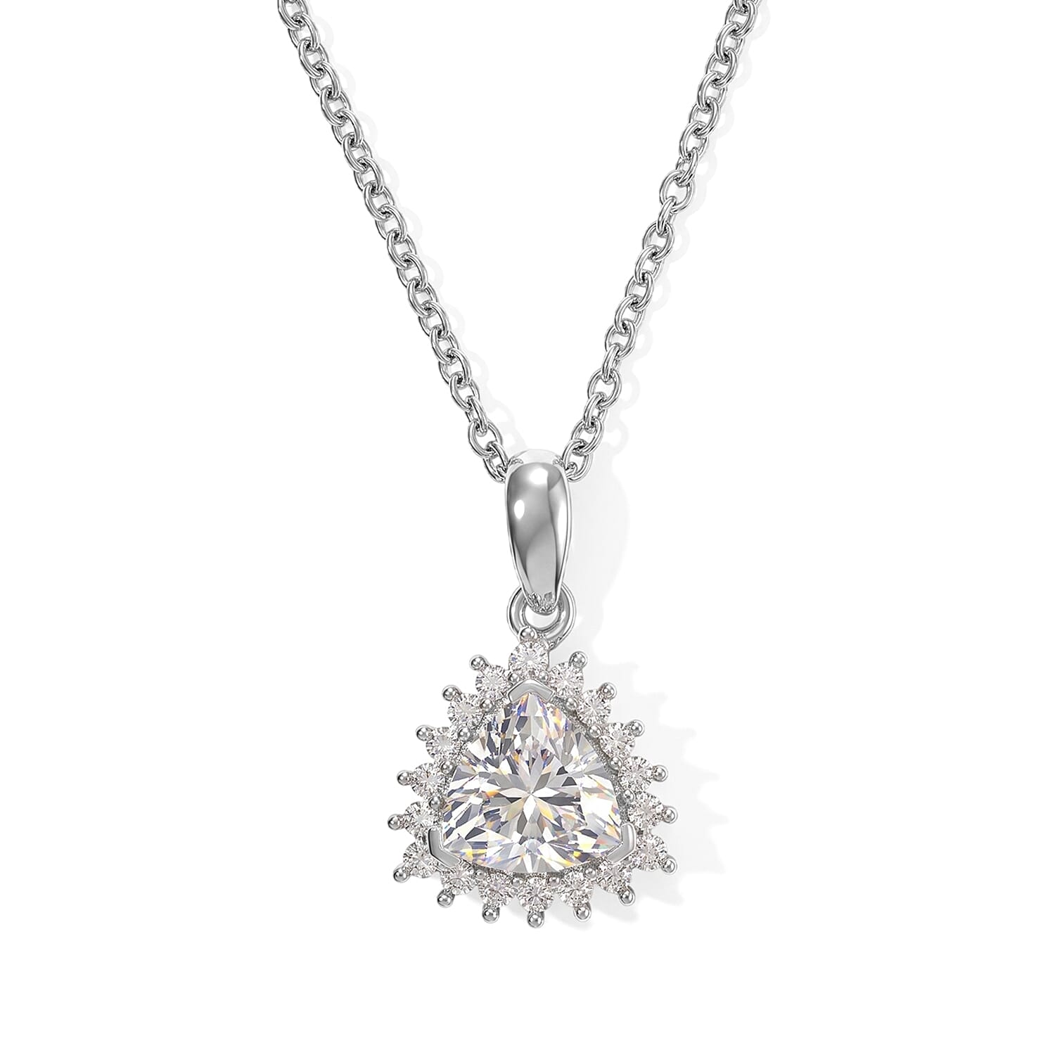 EverTrue Moissanite 2.10 ctw Pendant in Platinum Bond with Stainless Steel Necklace 20 Inches