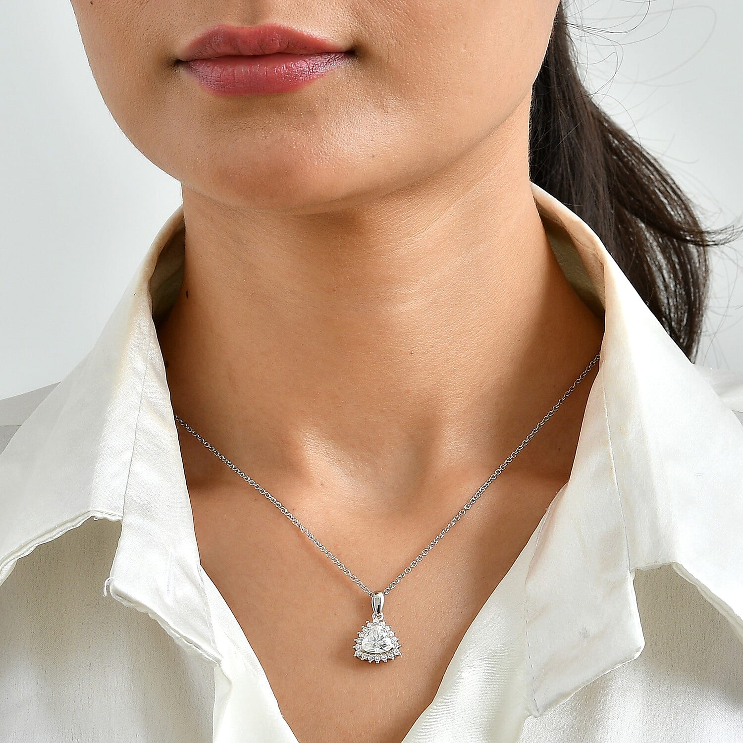 EverTrue Moissanite 2.10 ctw Pendant in Platinum Bond with Stainless Steel Necklace 20 Inches