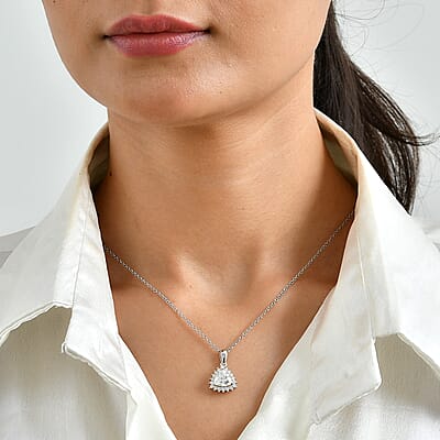 EverTrue Moissanite 2.10 ctw Pendant in Platinum Bond with Stainless Steel Necklace 20 Inches