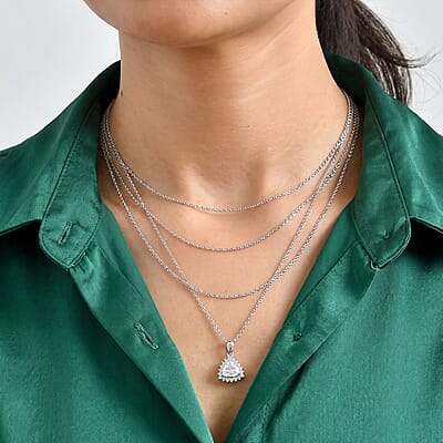 EverTrue Moissanite 2.10 ctw Pendant in Platinum Bond with Stainless Steel Necklace 20 Inches