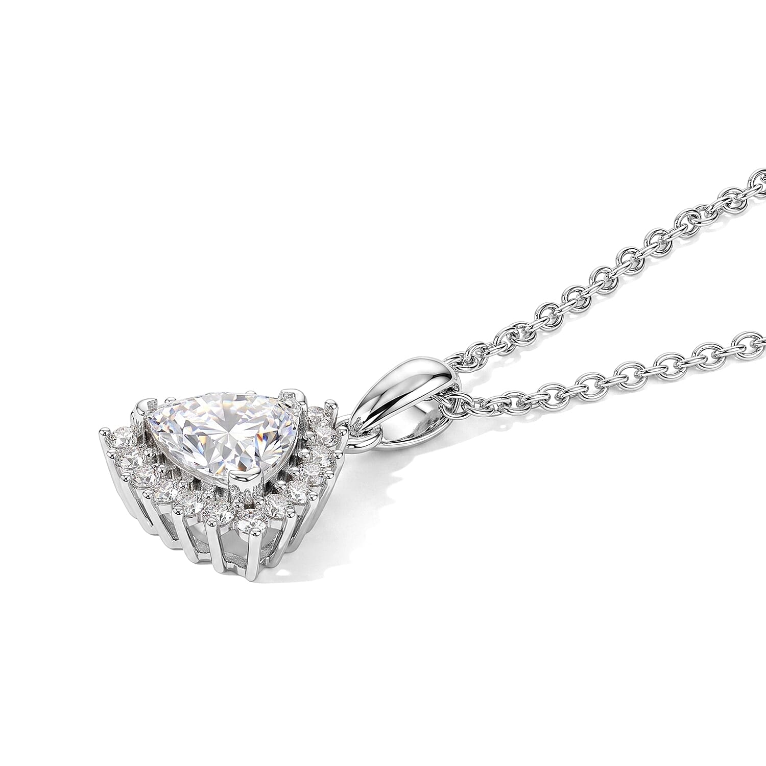 EverTrue Moissanite 2.10 ctw Pendant in Platinum Bond with Stainless Steel Necklace 20 Inches