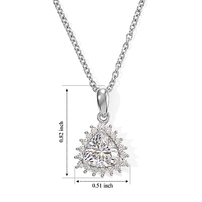 EverTrue Moissanite 2.10 ctw Pendant in Platinum Bond with Stainless Steel Necklace 20 Inches