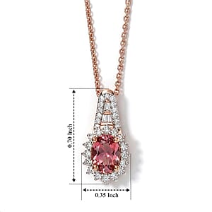 Premium Blush Tourmaline and Luxuriant Lab Grown Diamond E-F VS 1.10 ctw Petals in Blush Pendant Necklace in 10K Rose Gold (20 Inches) (Ships in 10-12 Days)
