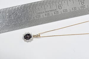 Luxoro 10K Yellow Gold AAA Platinum Spinel, Diamond (I2) (0.15 cts) Pendant Necklace (20 Inches) 1.60 ctw