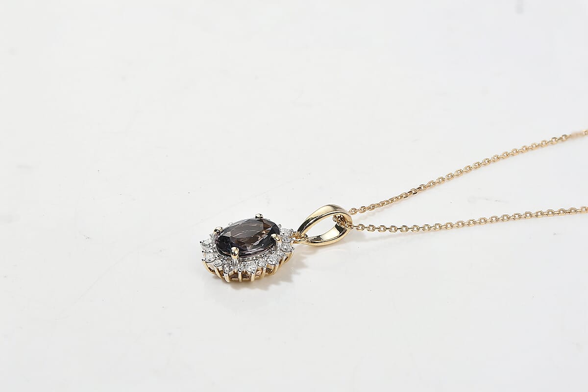 Luxoro 10K Yellow Gold AAA Platinum Spinel, Diamond (I2) (0.15 cts) Pendant Necklace (20 Inches) 1.60 ctw image number 1