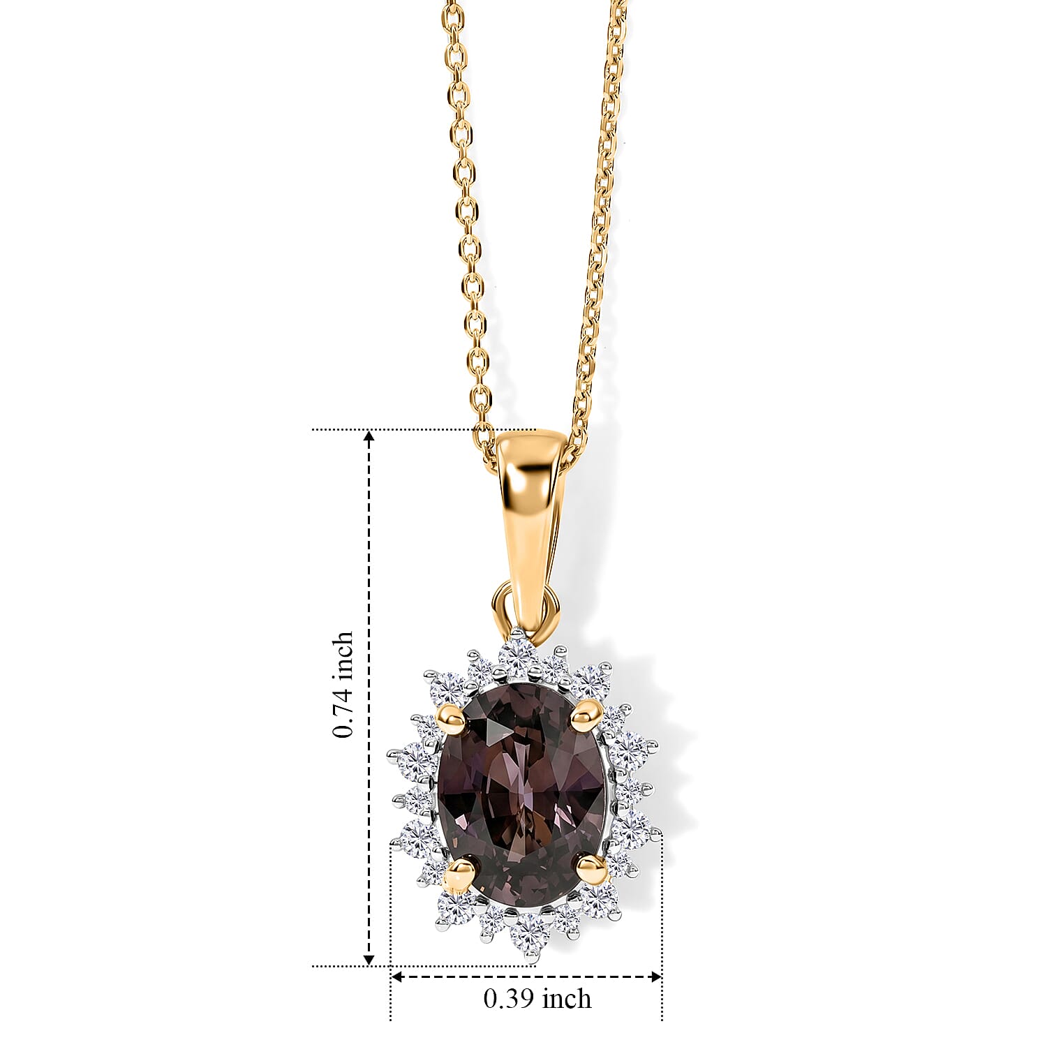 Luxoro AAA Platinum Spinel and Diamond I2 1.60 ctw Celestial Crown Halo Pendant Necklace in 10K Yellow Gold (20 Inches)