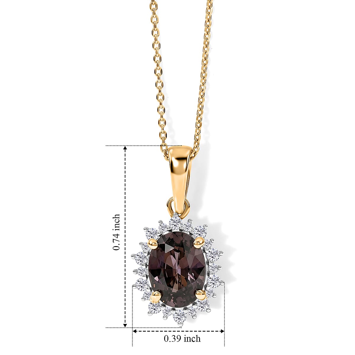 Luxoro AAA Platinum Spinel and Diamond I2 1.60 ctw Pendant Necklace in 10K Yellow Gold (20 Inches) image number 2