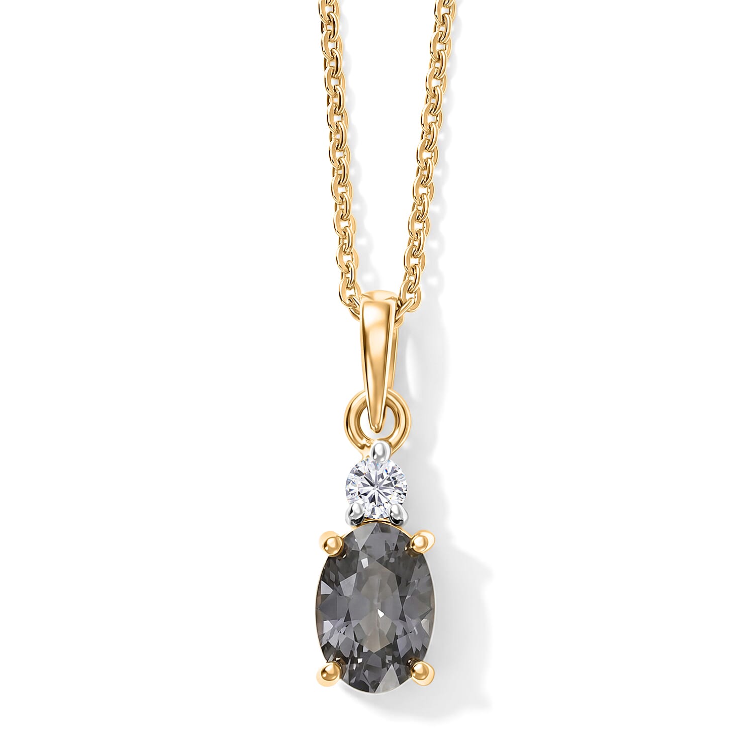 Premium Platinum Spinel and Luxuriant Lab Grown Diamond G-H SI 0.90 ctw Silver Frost Pendant Necklace (20 Inches) in 18K Vermeil Yellow Gold Over Sterling Silver