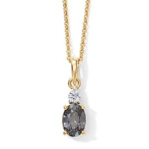 Premium Platinum Spinel, Luxuriant Lab Grown Diamond (G-H, SI) Pendant Necklace (20 Inches) in 18K Vermeil YG Over Sterling Silver 0.90 ctw