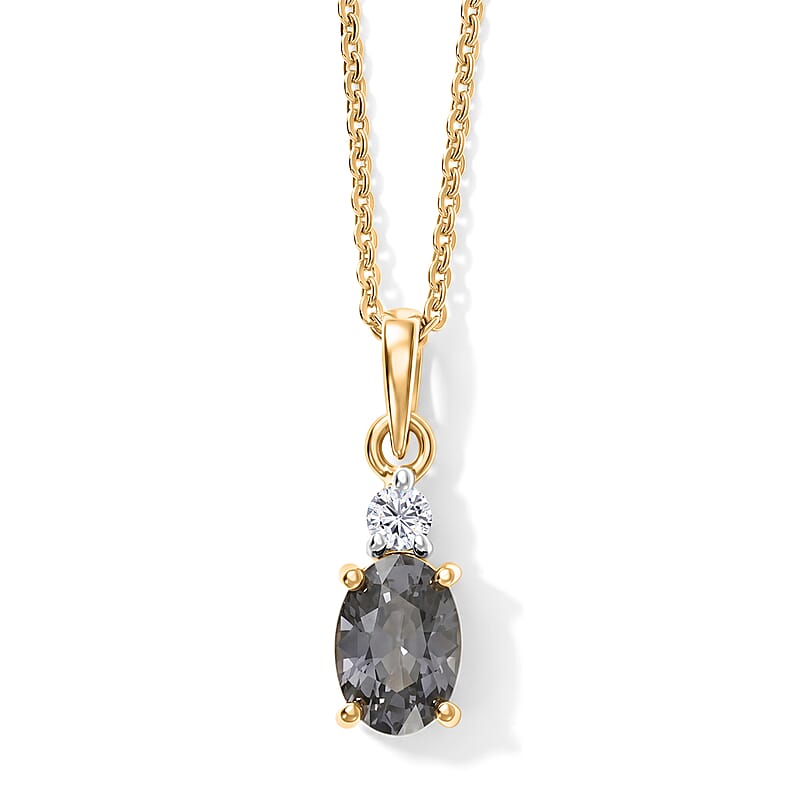Premium Platinum Spinel and Luxuriant Lab Grown Diamond G-H SI 0.90 ctw Silver Frost Pendant Necklace (20 Inches) in 18K Vermeil Yellow Gold Over Sterling Silver