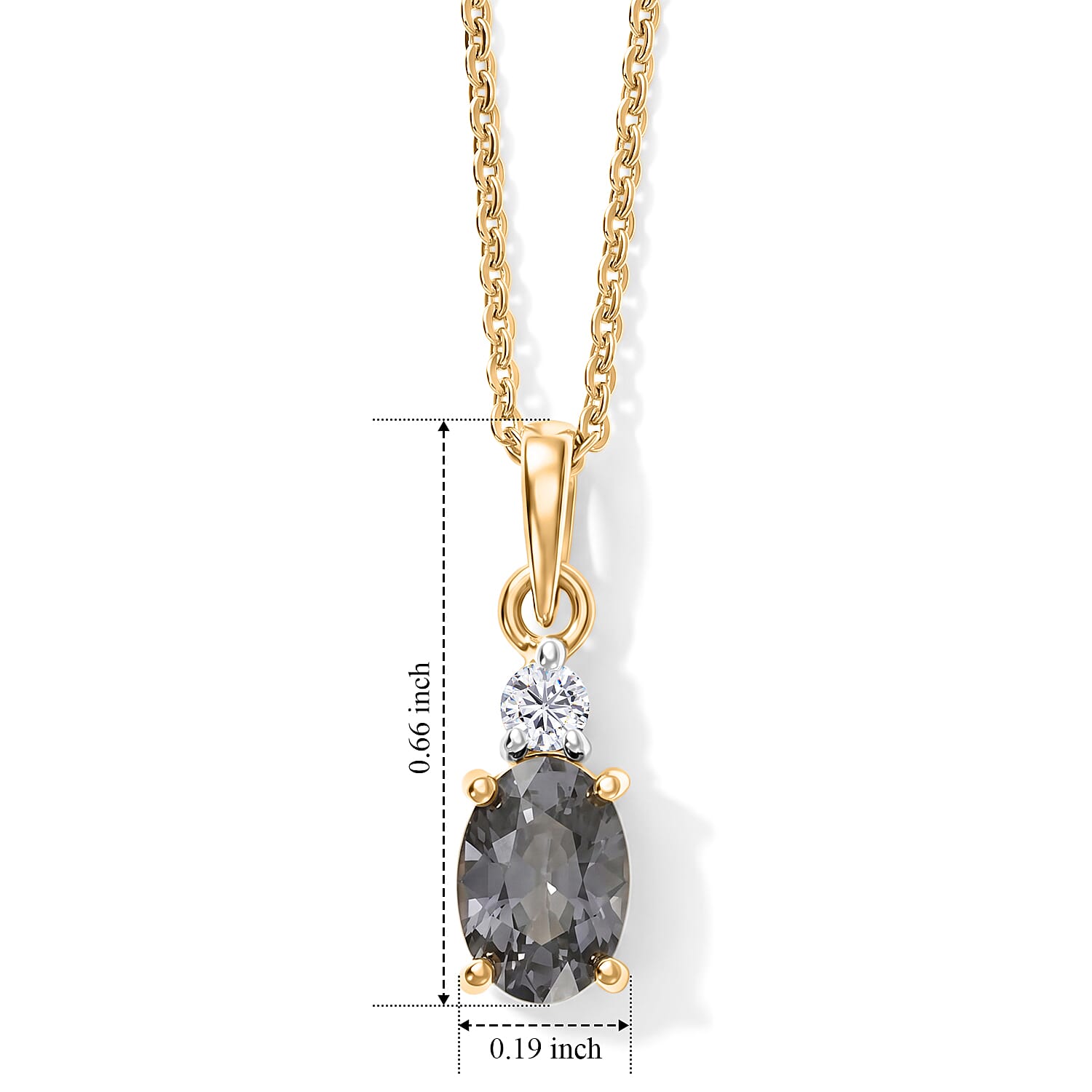 Premium Platinum Spinel and Luxuriant Lab Grown Diamond G-H SI 0.90 ctw Silver Frost Pendant Necklace (20 Inches) in 18K Vermeil Yellow Gold Over Sterling Silver