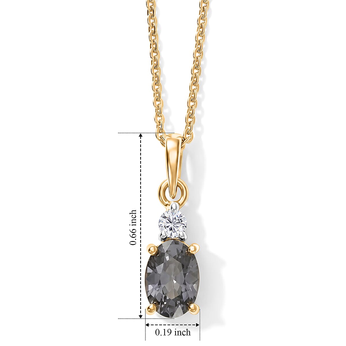 Premium Platinum Spinel and Luxuriant Lab Grown Diamond G-H SI 0.90 ctw Pendant Necklace (20 Inches) in 18K Vermeil Yellow Gold Over Sterling Silver image number 2
