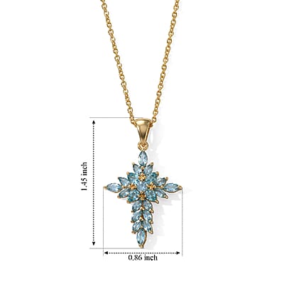 EverTrue Lagoon Apatite 2.50 ctw Pendant in 18K YG Plated with ION Plated YG Stainless Steel (20 Inches)