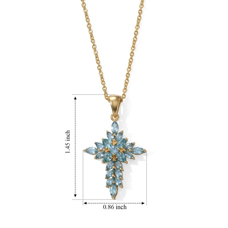 EverTrue Lagoon Apatite 2.50 ctw Pendant in 18K YG Plated with ION Plated YG Stainless Steel (20 Inches)